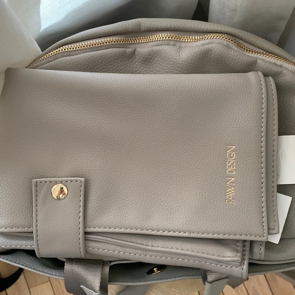 Fawn Design Faux Leather Diaper Backpack‎ Bag Original with changing pad